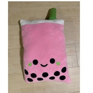 plush smiley bubble tea decorative pillow